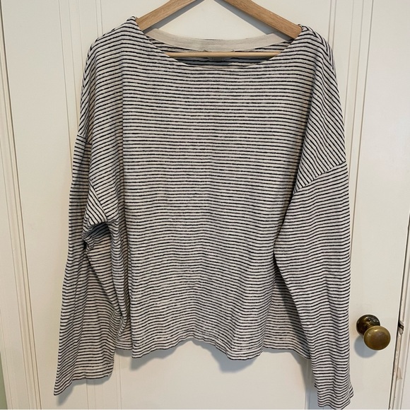 All Saints Adelise Black and White Striped Cotton Long Sleeve Top - Picture 4 of 7